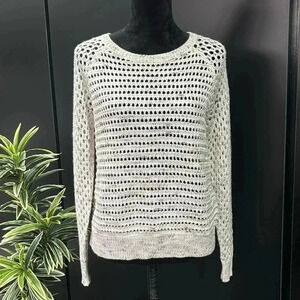 NY & Co. Crochet Open knit sweater, full zipper back, round neck
